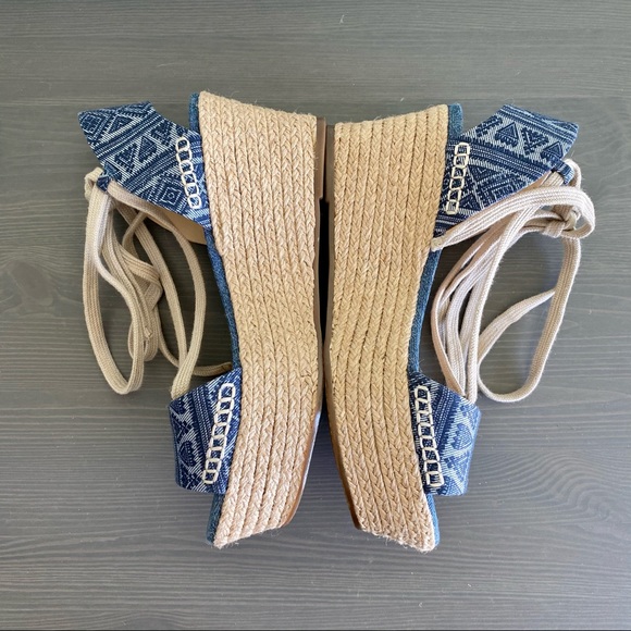 SCHUTZ Zayne Printed Denim Espadrille Platform - Picture 11 of 14